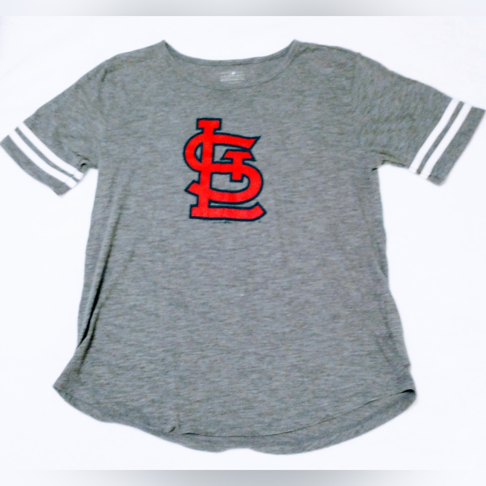 Official MLB Baseball St. Louis Cardinals Women's M Gray Logo Athletic T-Shirt